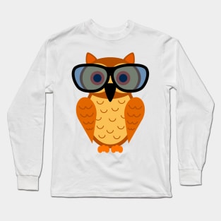 Funny and Cute Nerdy Owl with Nerd Glasses Long Sleeve T-Shirt